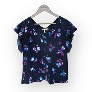 Rebecca Taylor Silk Blouse Top - Navy Floral- Size  10